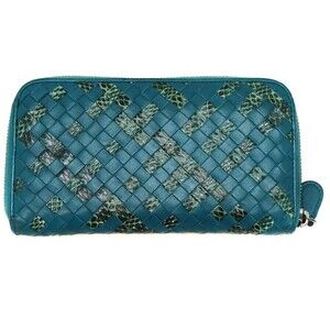 Bottega Veneta wallet intrecciato around zip leather Green Ayers